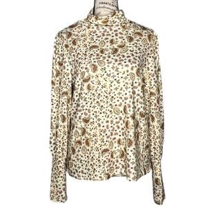 Les Serein MEDIUM Puffy Shoulder Detail Turtleneck Pasiley Print Soft Pullover